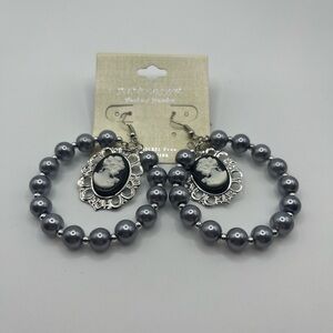 Elegant Silver Cameo Earrings